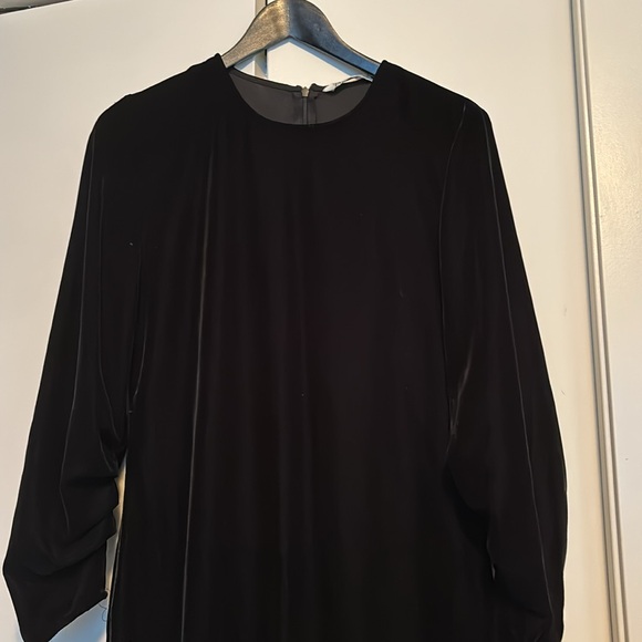 Zara Black Velvet Draped Dress with Slit - Picture 5 of 7